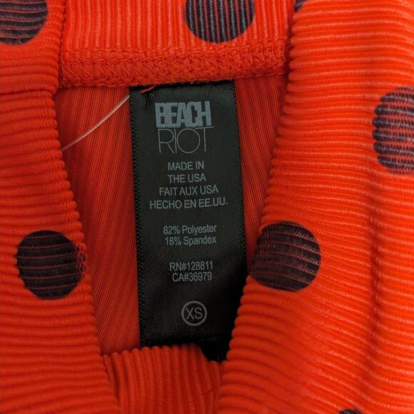 Beach Riot Ayla Polka Dot Leggings Red Ribbed Womens X-Small Activewear Workout - Picture 5 of 5